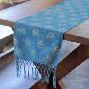 Handwoven Indigo-Dyed Cotton Table Runner