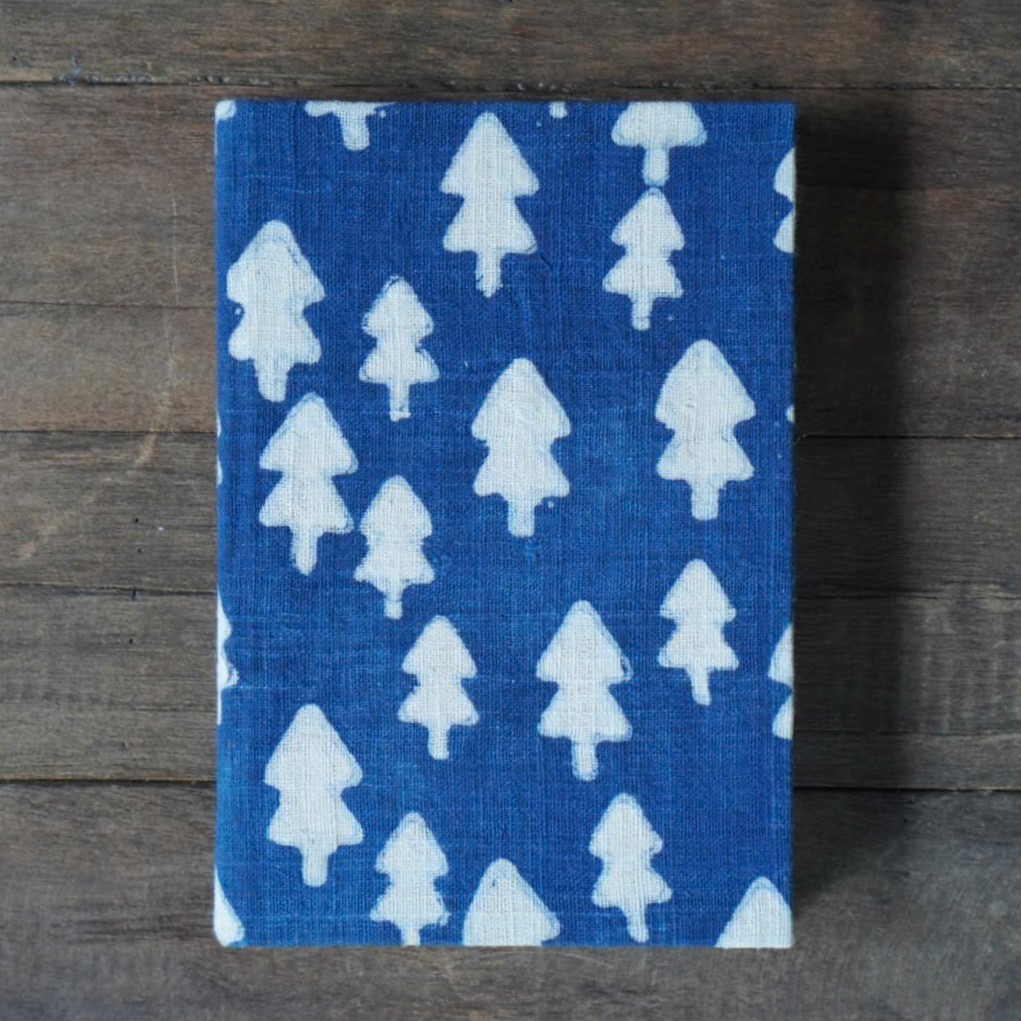 Handcrafted Eco-Friendly Indigo Dyed Notebook with Christmas Tree