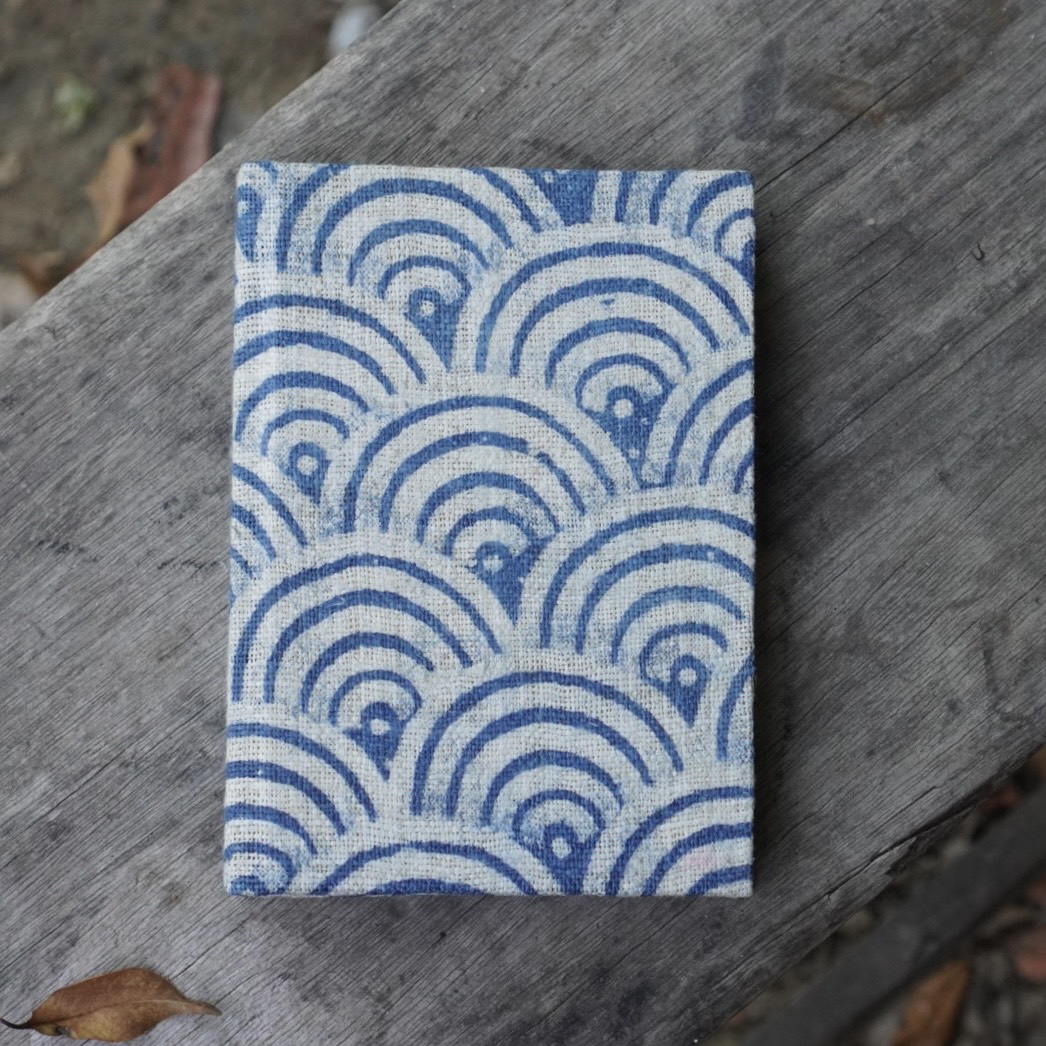Handmade Indigo Dye Batik Notebook A5 A6, Natural Indigo Blue Wave Journal Diary Gift