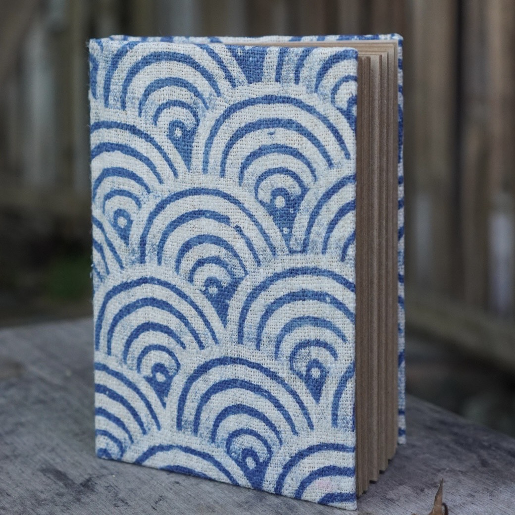 Handmade Indigo Dye Batik Notebook A5 A6, Natural Indigo Blue Wave Texture Journal Diary Gift