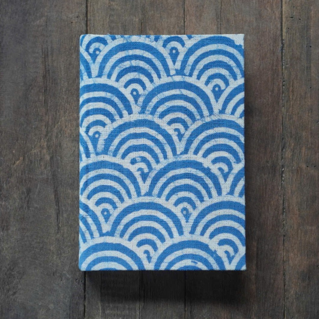 Natural Indigo Blue Waves Texture Journal Diary Notebook Gift