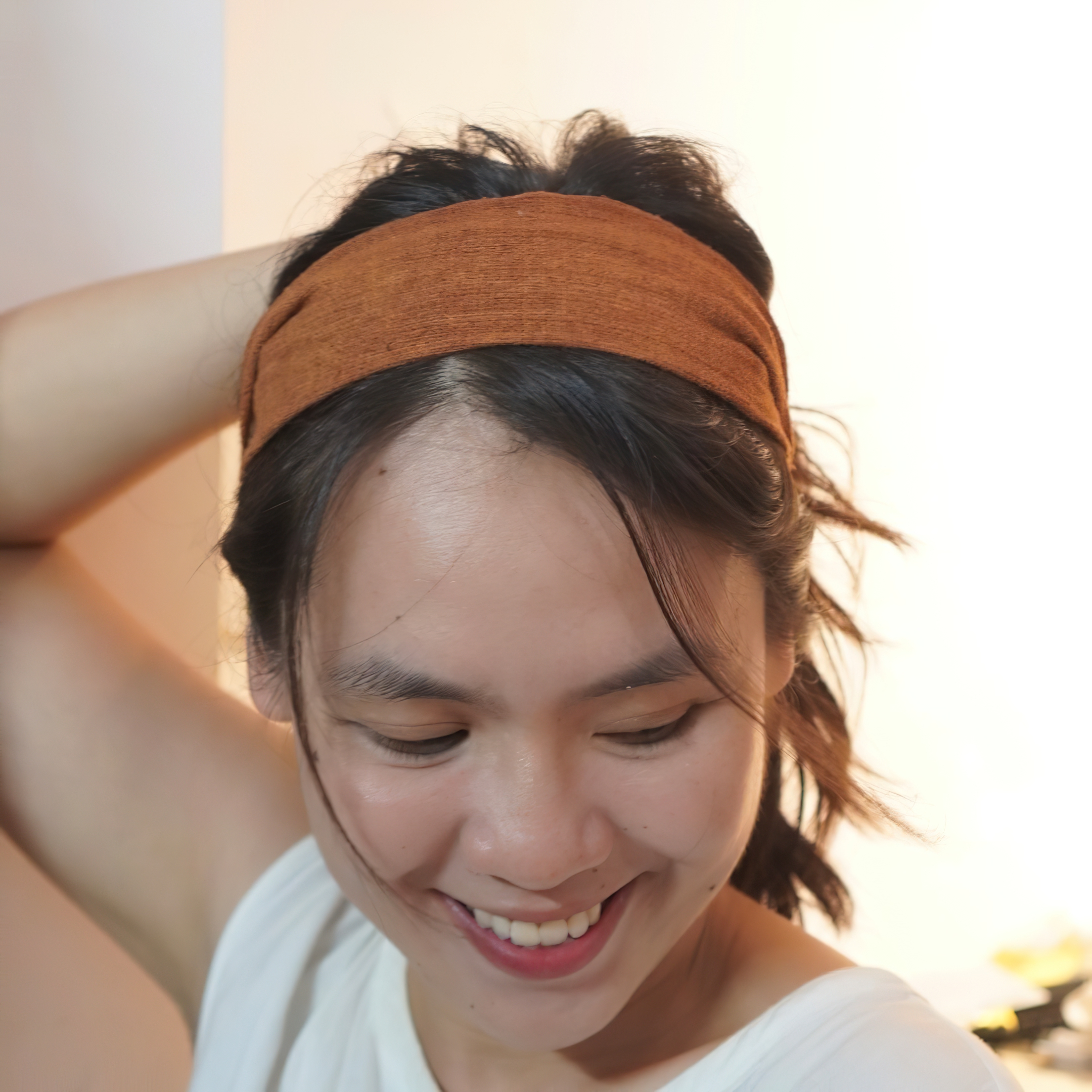 Natural Cotton Brown Yam Root Dyed Headband - Handcrafted Natural Dye Head wrap Accessories-local-handicrafts Natural Cotton Brown Yam Root Dyed Headband