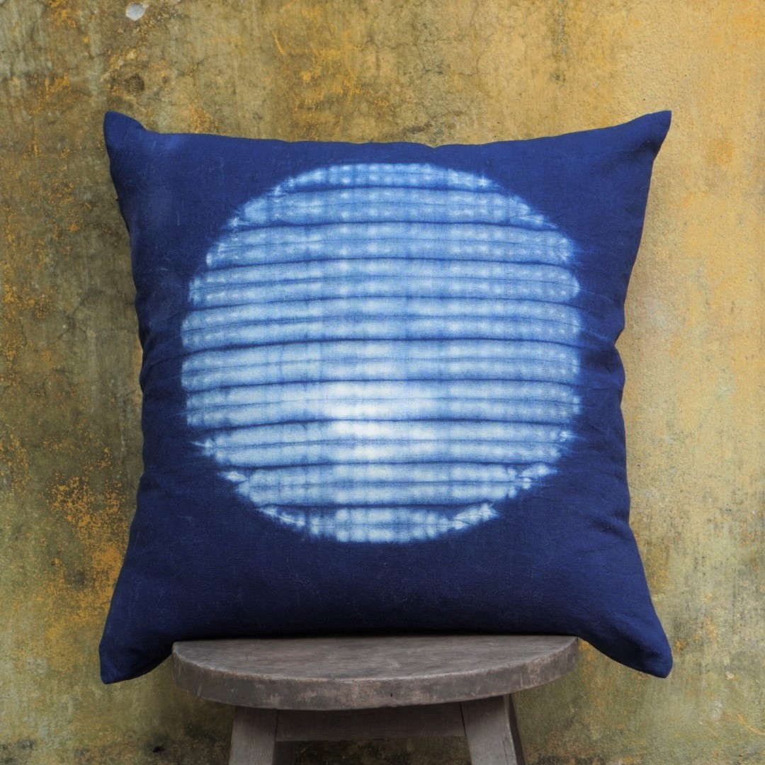 Hand-Dyed Indigo Shibori Pillow Cover